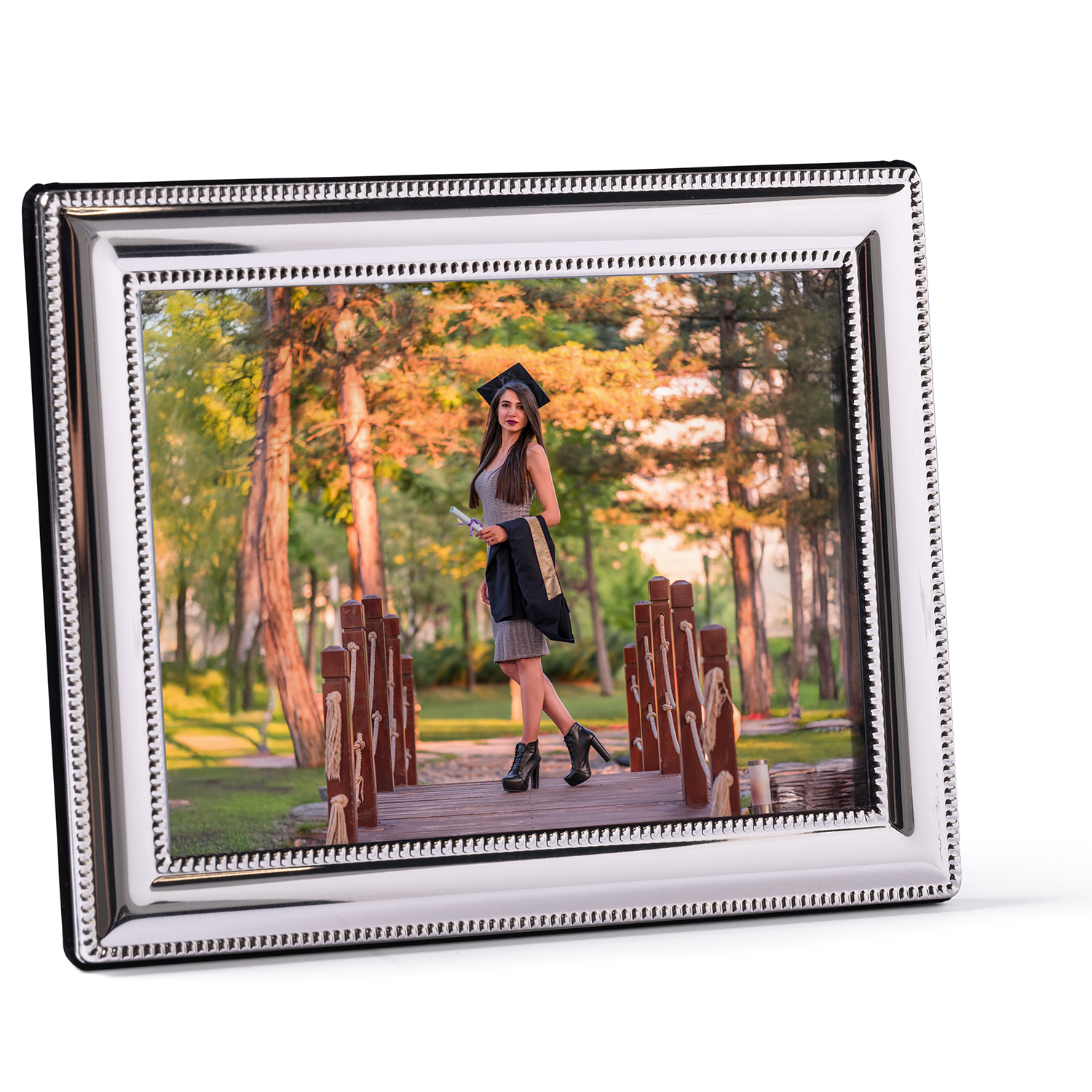 Silver frame with portrait photo